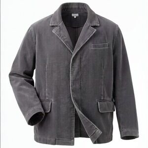 POL Womens Large Gray Wide Wale Corduroy Blazer Jacket Oversized Chore Boho